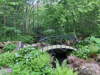 En bro jag tillverkat som nu står i en helt underbar trädgård